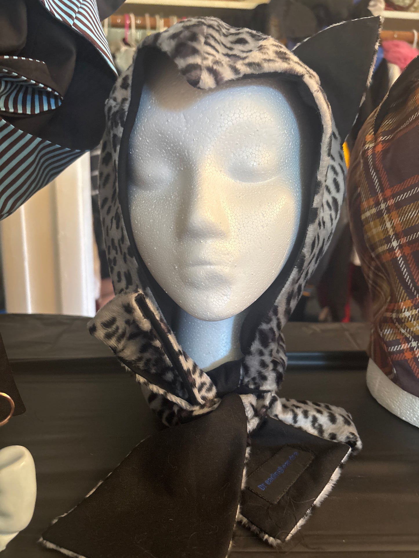 Fuzzy Cheetah Cat Hat