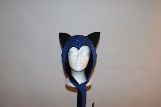 Blue and Black Bedazzled Cat Hat