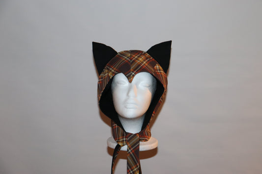 Orange and Black Plaid Cat Hat